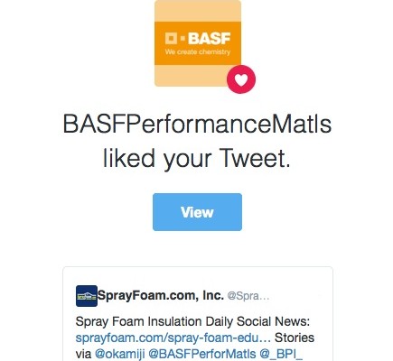 BASF liked a tweet from SprayFoamMagazine.com