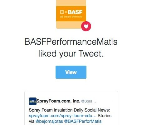 BASF liked a SprayFoamMagazine.com tweet