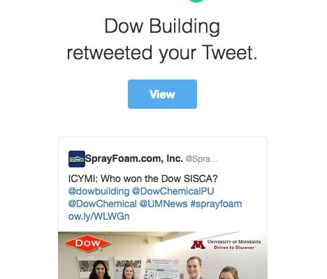 Dow retweeted SprayFoamMagazine.com