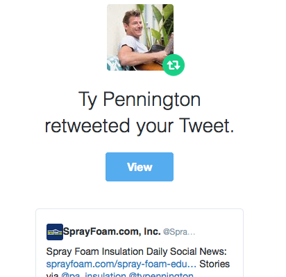 Ty Pennington retweeted SprayFoamMagazine.com