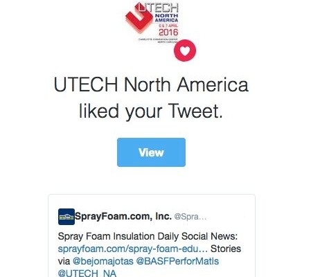 UTECH North America liked a tweet from SprayFoamMagazine.com