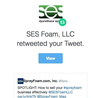 SES Foam retweeted SprayFoamMagazine.com